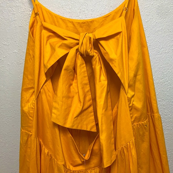 LOFT Beach NWT Size Large Marigold Yellow Open Tie Back Tiered Maxi Dress 3201 - Picture 8 of 11